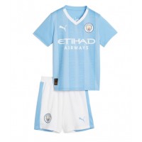 Koszulka piłkarska Manchester City Strój Domowy dla dzieci 2023-24 tanio Krótki Rękaw (+ Krótkie spodenki)